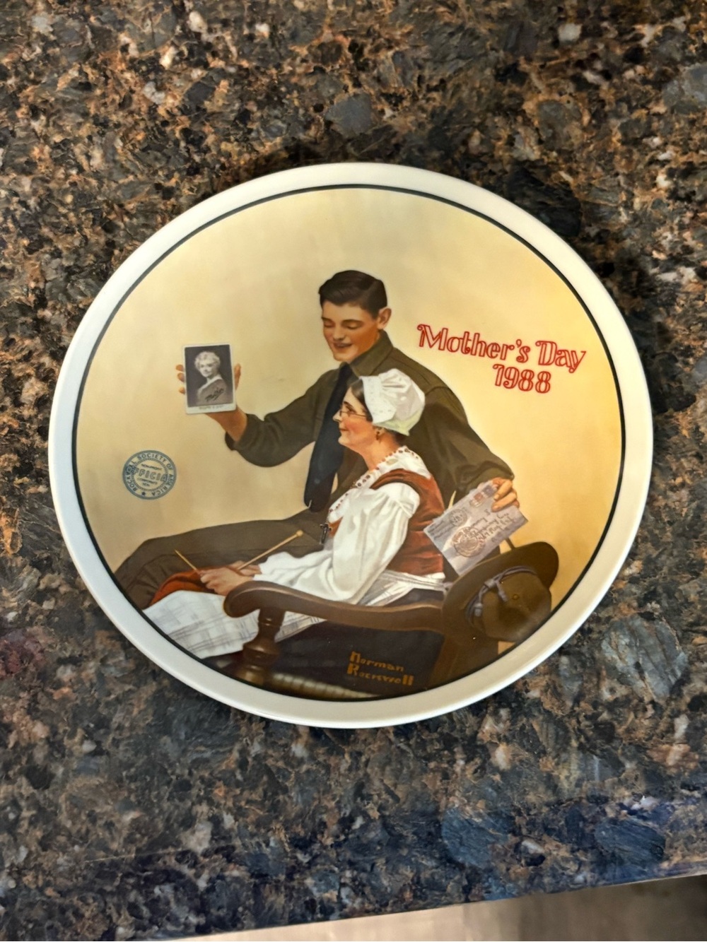 Mother's Day 1988 Decorative Plate - Norman Rockwell Design